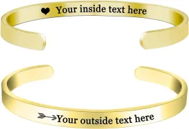 Amlion Personalized Bracelets for Women,Engraved Custom Bracelets Cuff Inspirational Personalized Gifts for Women Girls-Double Side Engraved