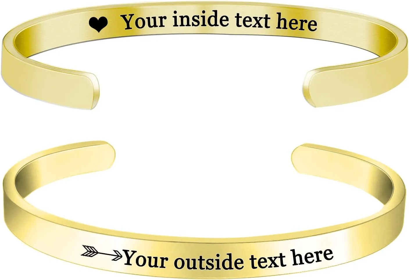 Amlion Personalized Bracelets for Women,Engraved Custom Bracelets Cuff Inspirational Personalized Gifts for Women Girls-Double Side Engraved