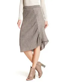 Asymmetric Ruche Alpaca Midi Skirt