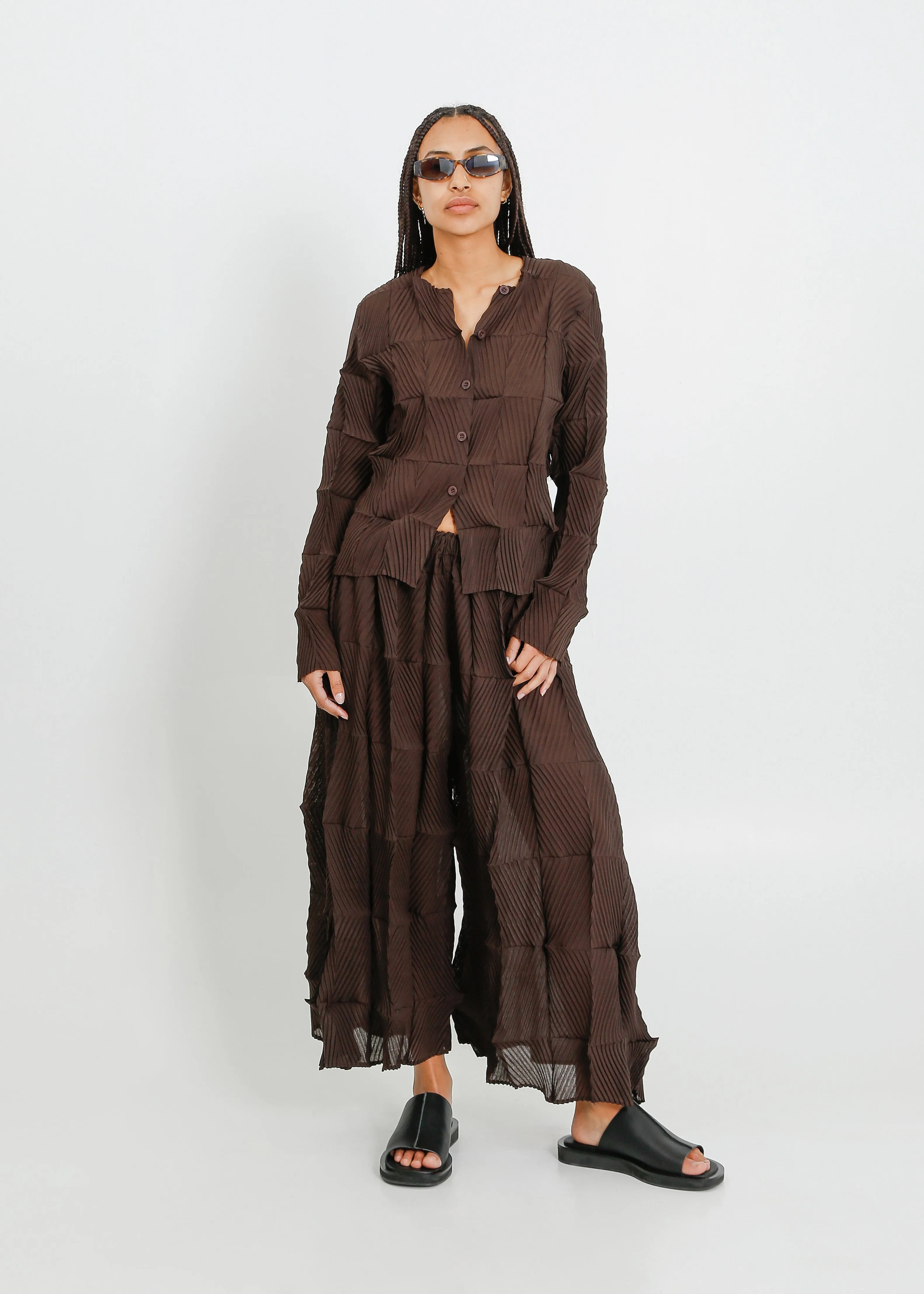 Pleated Chocolate Brown Culotte Trousers for Women - Stylish & Comfortable Fashion Choice