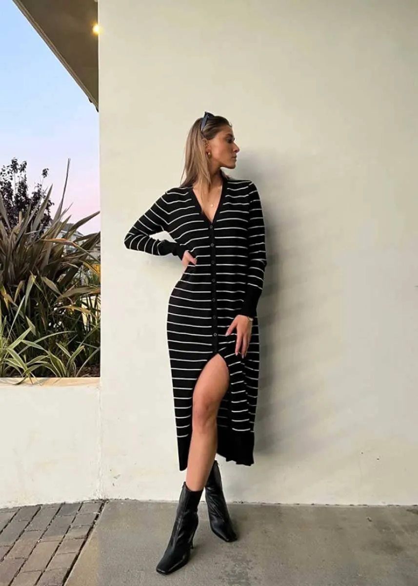 Bellini Stripe Cardigan - Black