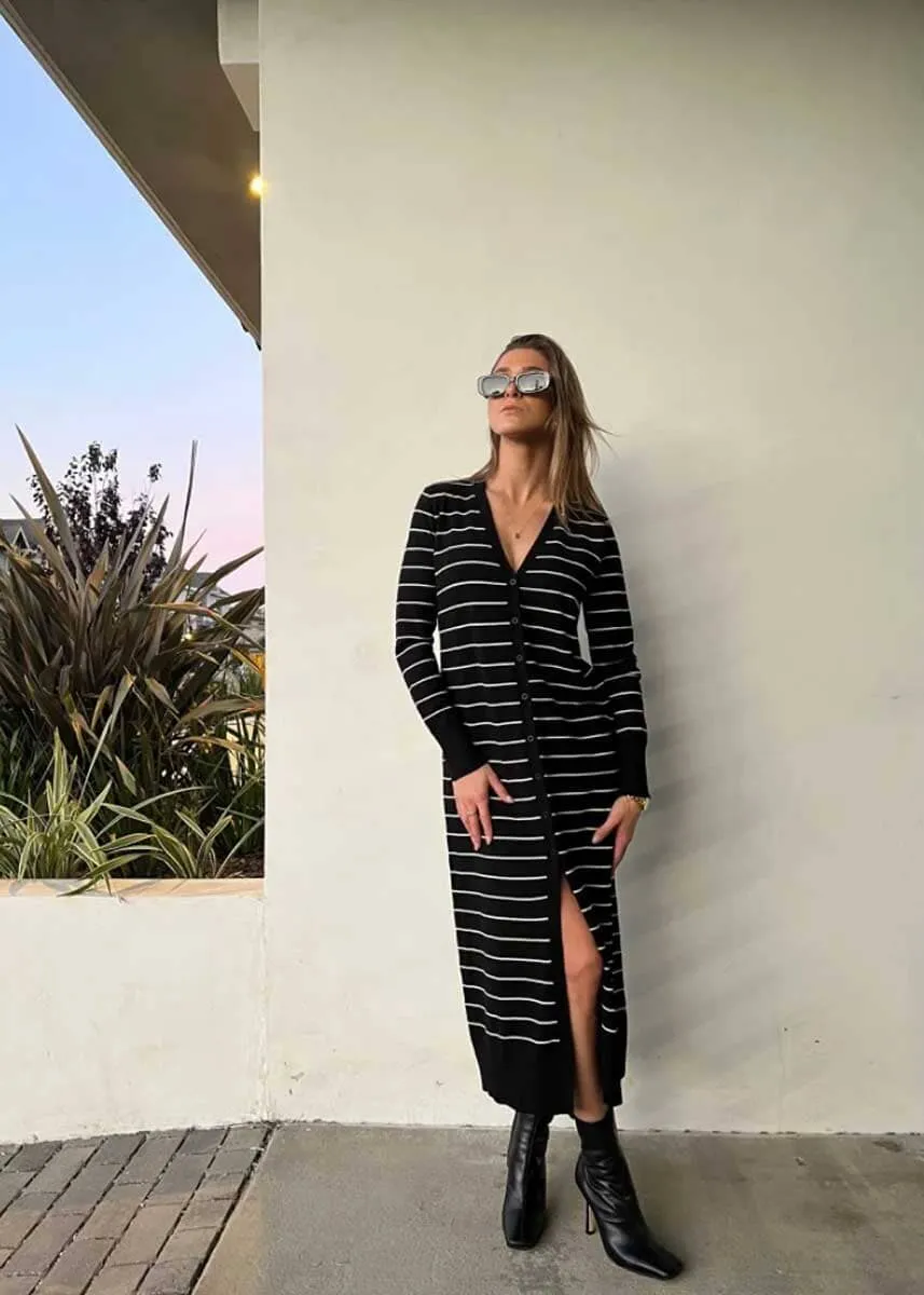 Bellini Stripe Cardigan - Black