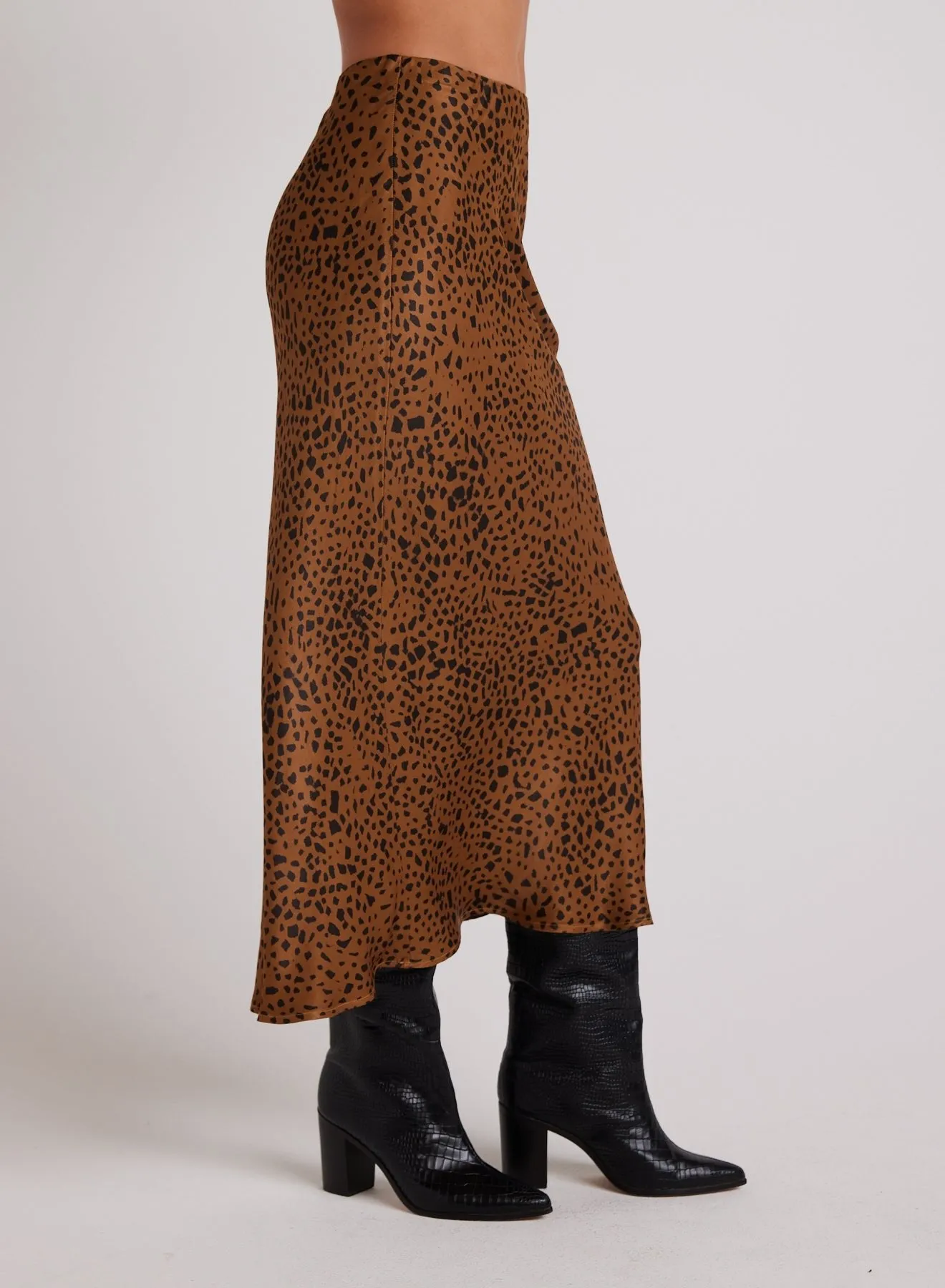Bronzed Maple Bias-Cut Midi Skirt