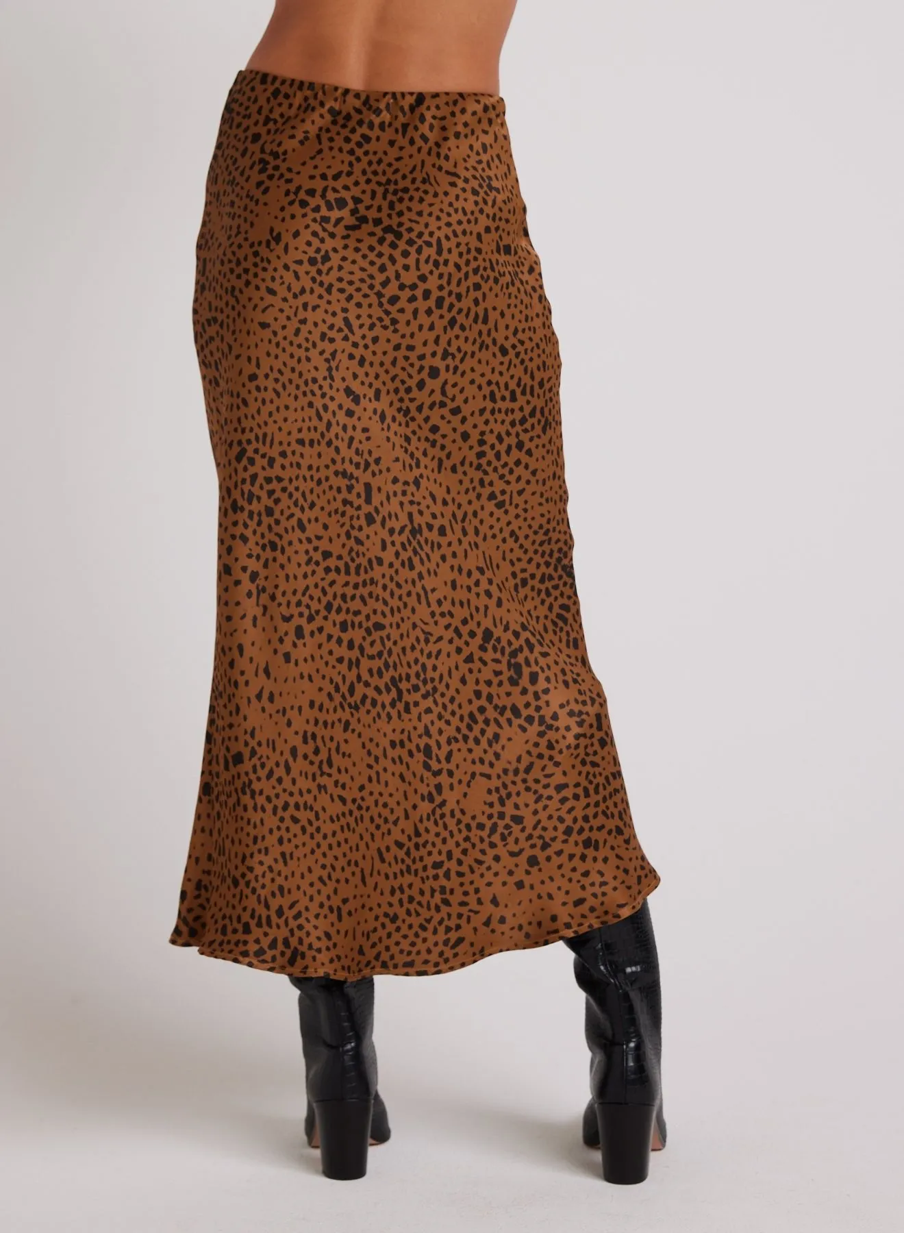 Bronzed Maple Bias-Cut Midi Skirt