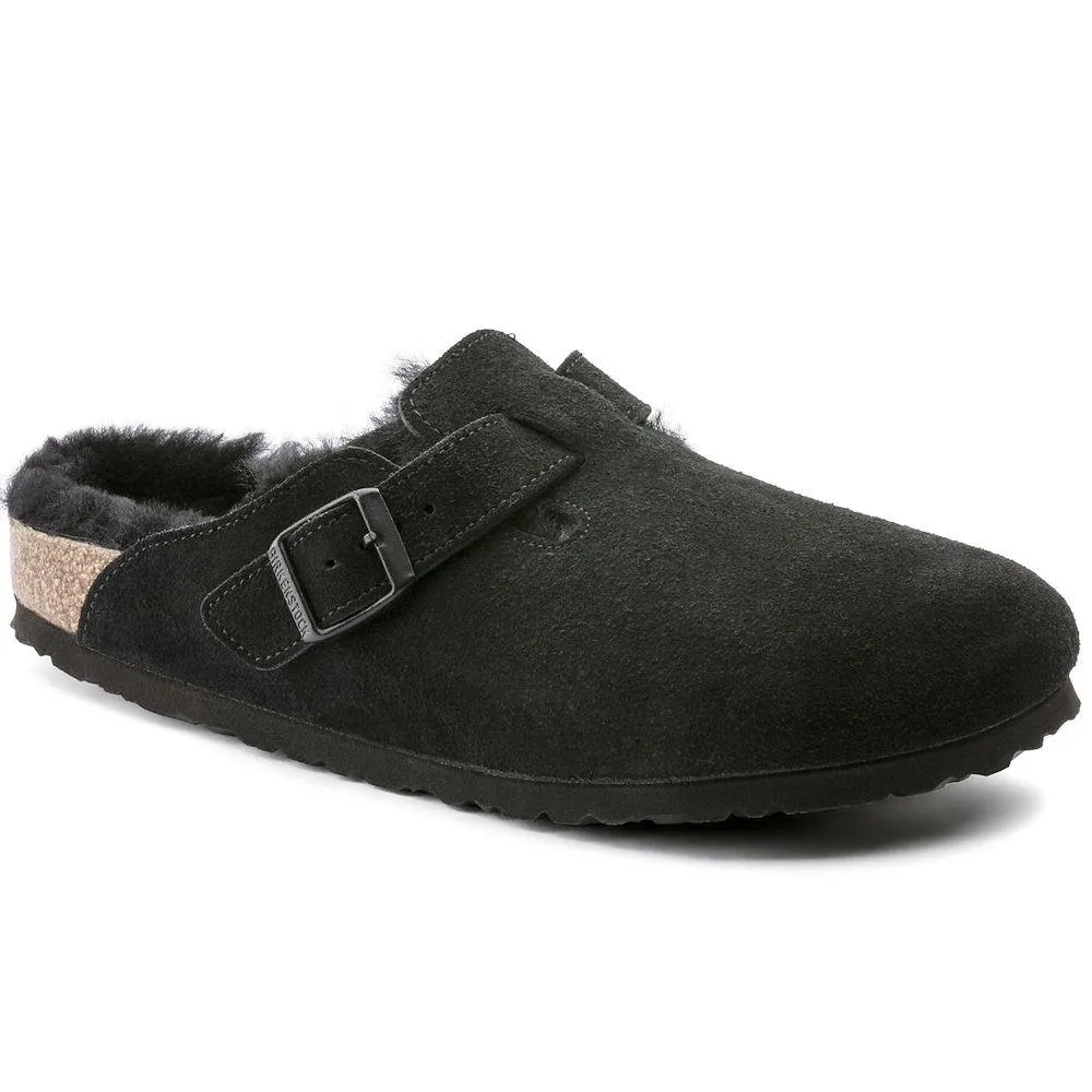Birkenstock Women's Boston Black Suede/Shearling