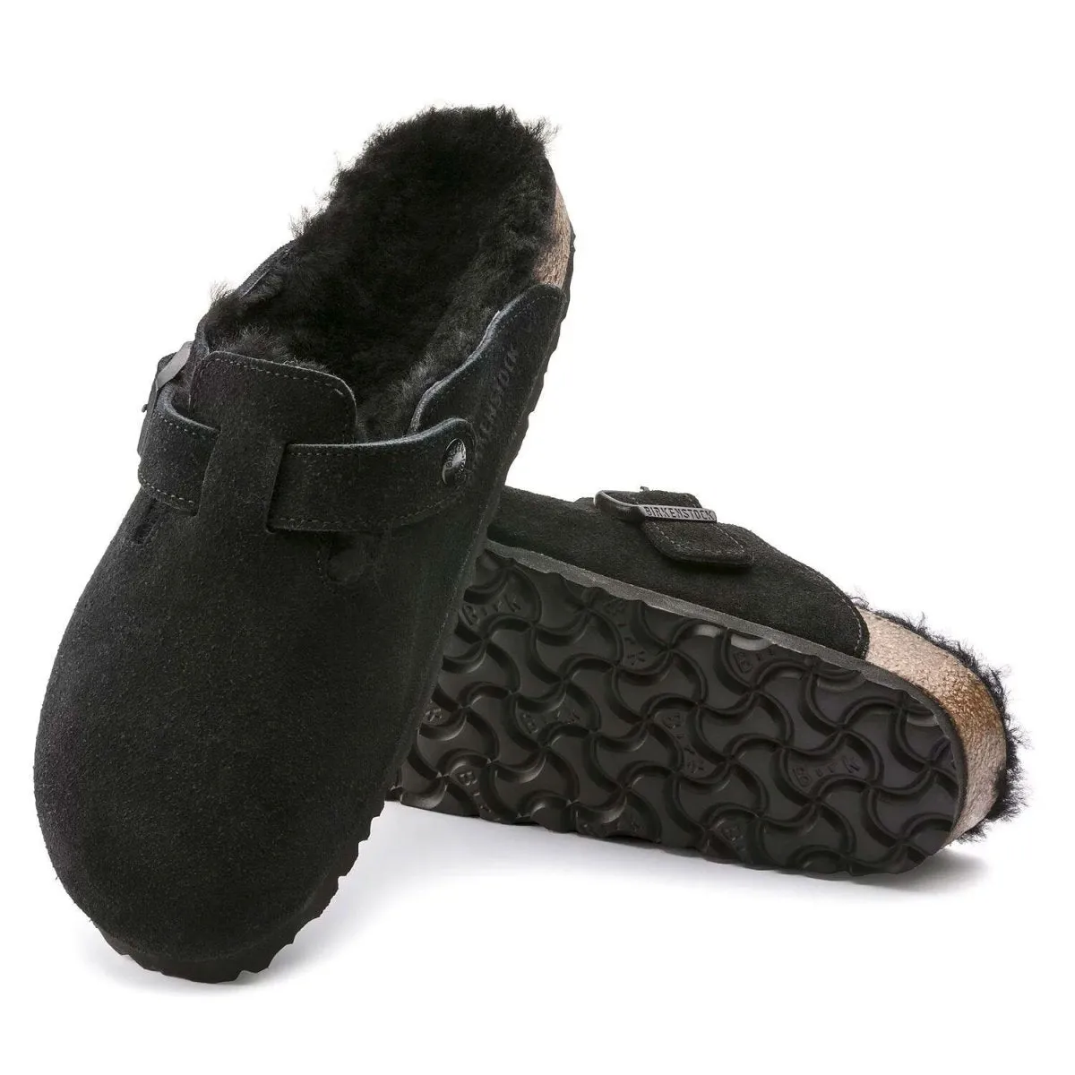 Birkenstock Women's Boston Black Suede/Shearling