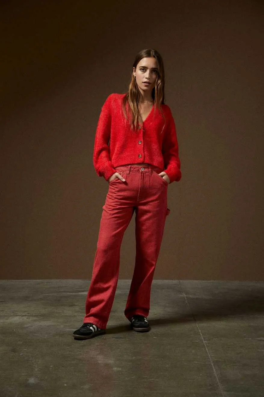 BRIXTON TOWN CARDIGAN - MARS RED