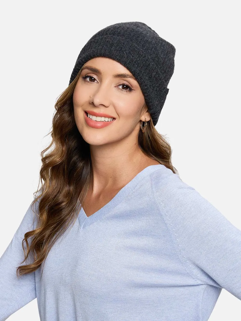 Charcoal Gray Cashmere Beanie