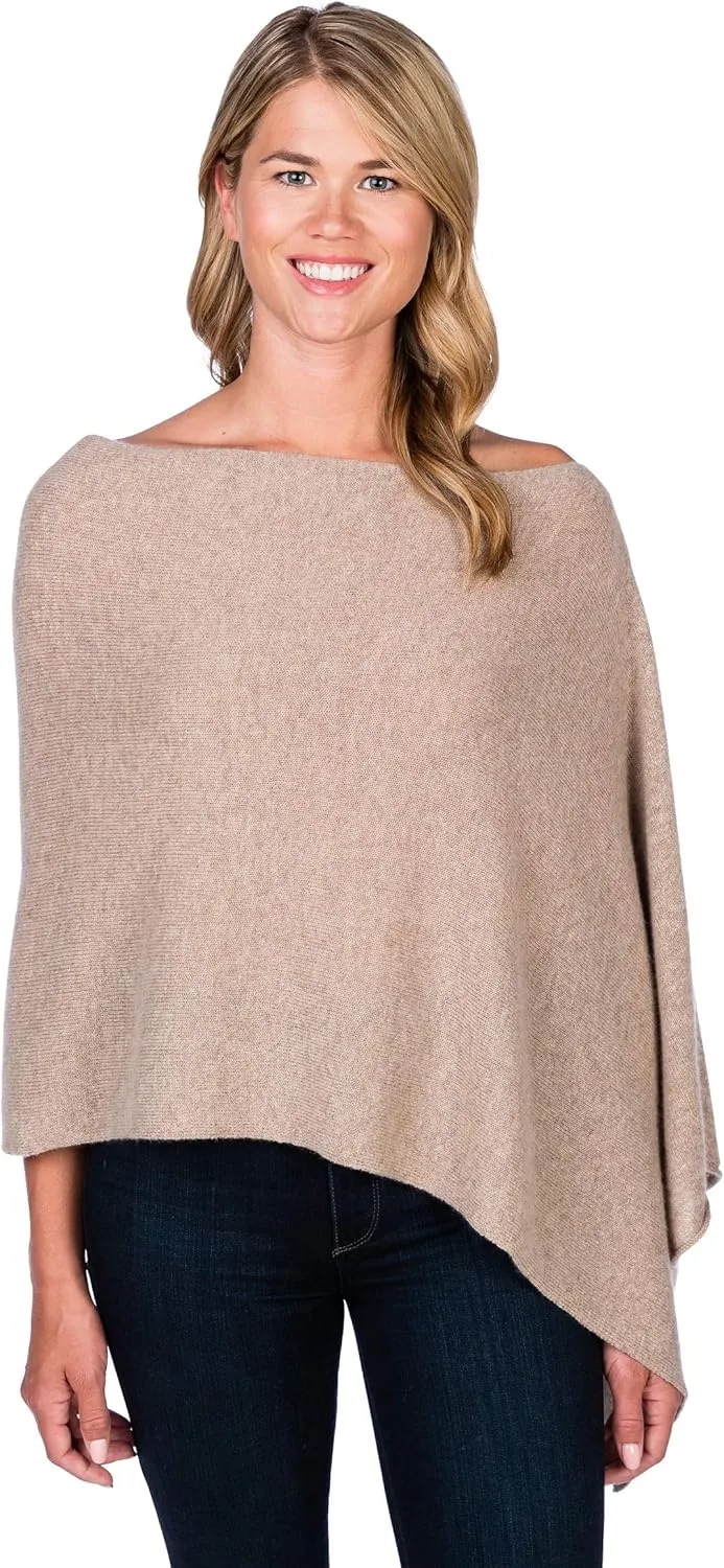 CLAUDIA NICHOLE by Alashan 100% Cashmere Luxe Dress Topper Poncho - Lightweight, Soft, Cozy & Versatile - Great Gift Item