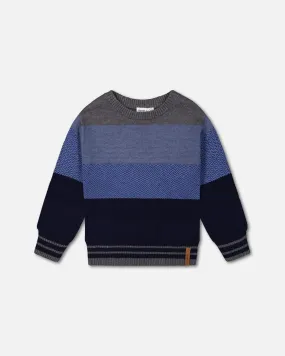 Colorblock Sweater Blue Gradient