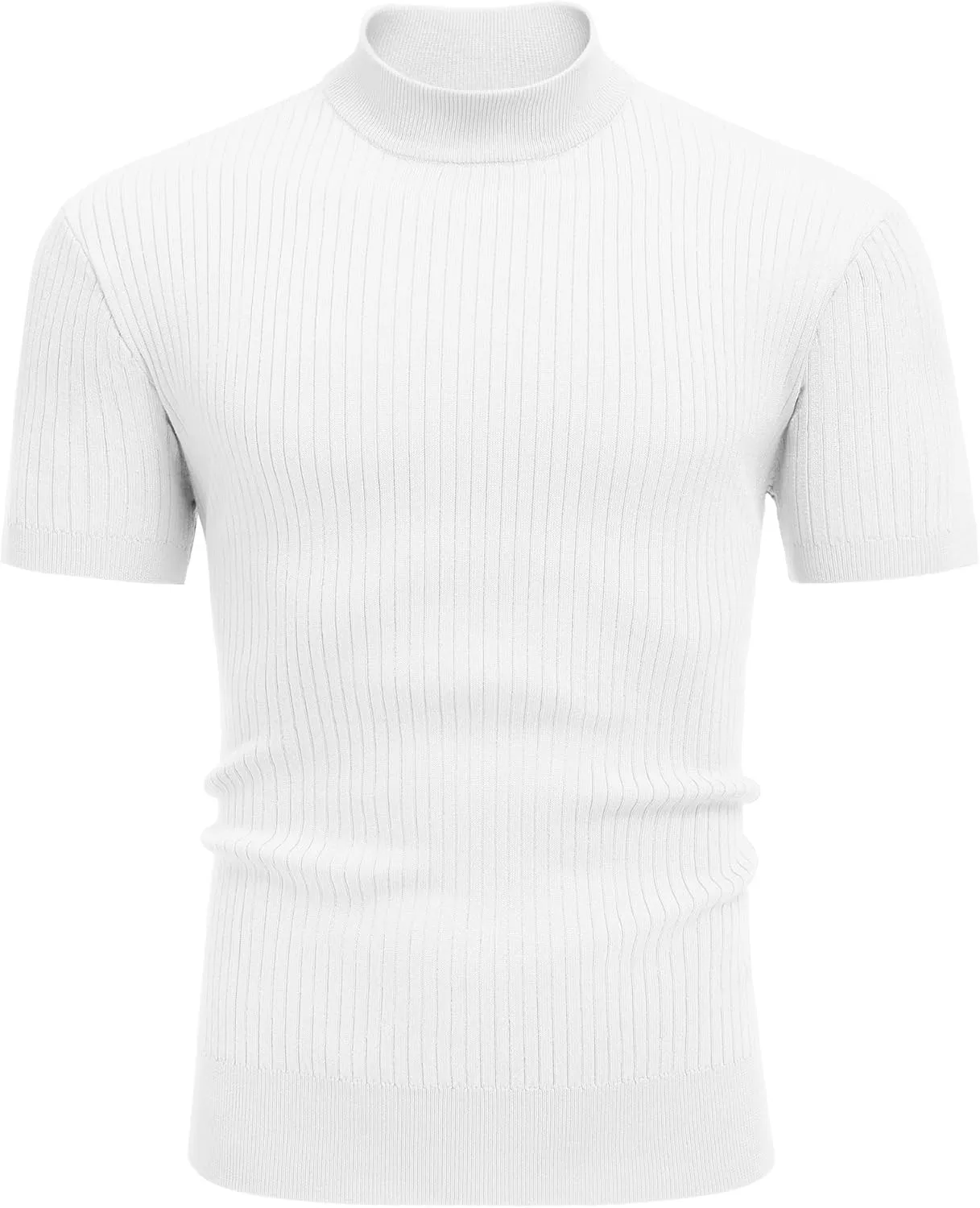 COOFANDY Men's Mock Turtleneck Sweater Short Sleeve Casual Basic Tops Ribbed Knit Pullover Solid Tee