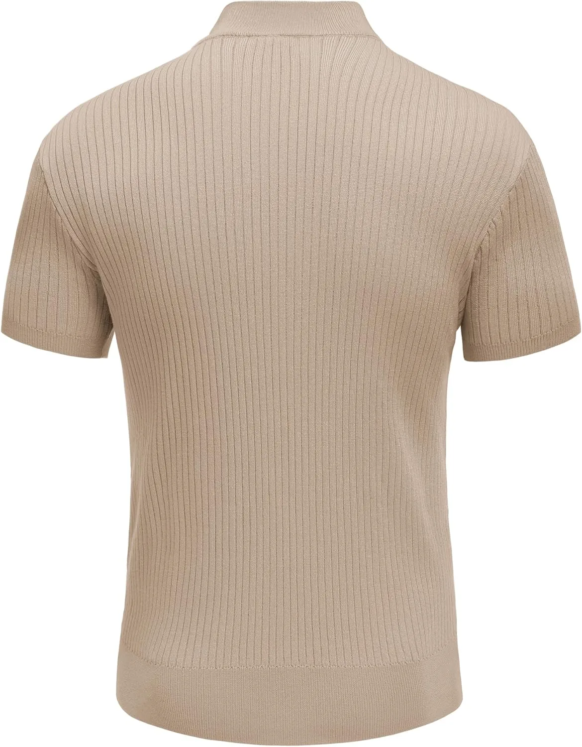 COOFANDY Men's Mock Turtleneck Sweater Short Sleeve Casual Basic Tops Ribbed Knit Pullover Solid Tee
