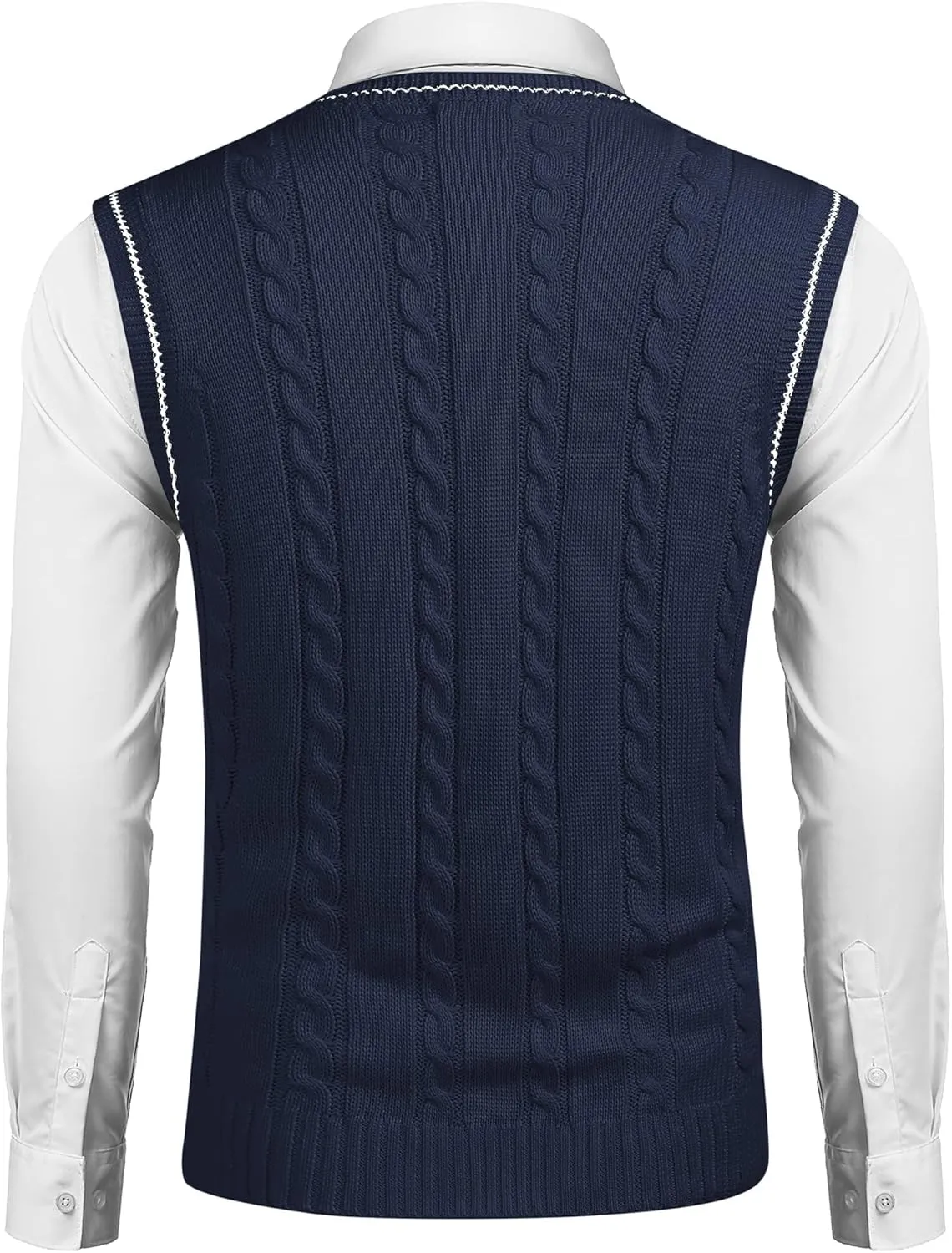 COOFANDY Men's Sweater Vest V Neck Slim Fit Casual Sleeveless Twisted Knitted Pullover Sweater