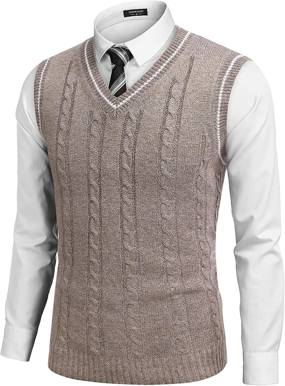 COOFANDY Men's Sweater Vest V Neck Slim Fit Casual Sleeveless Twisted Knitted Pullover Sweater