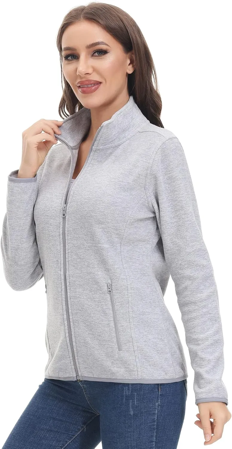 COZZIPLUS Women Zip Up Sweater Jacket with Fleece Interior, Warm Knitted Fleece Jacket with Pockets