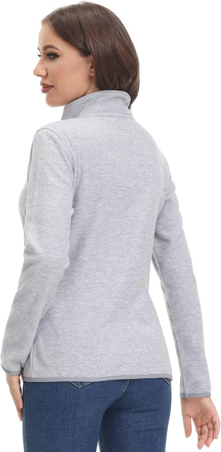 COZZIPLUS Women Zip Up Sweater Jacket with Fleece Interior, Warm Knitted Fleece Jacket with Pockets