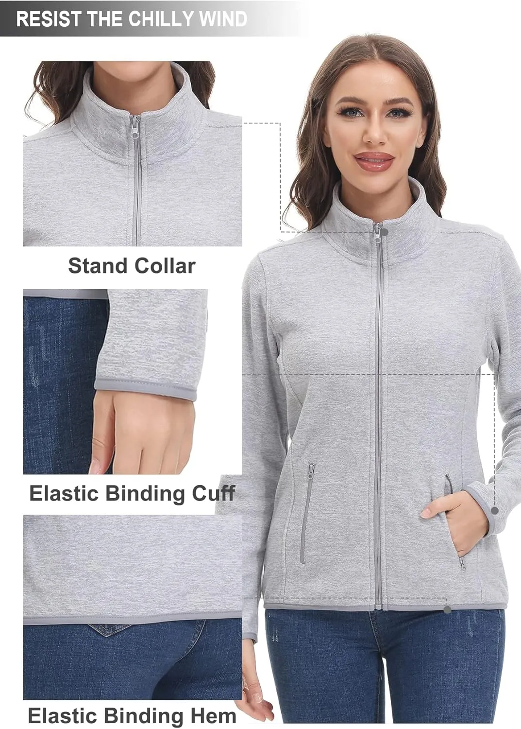 COZZIPLUS Women Zip Up Sweater Jacket with Fleece Interior, Warm Knitted Fleece Jacket with Pockets