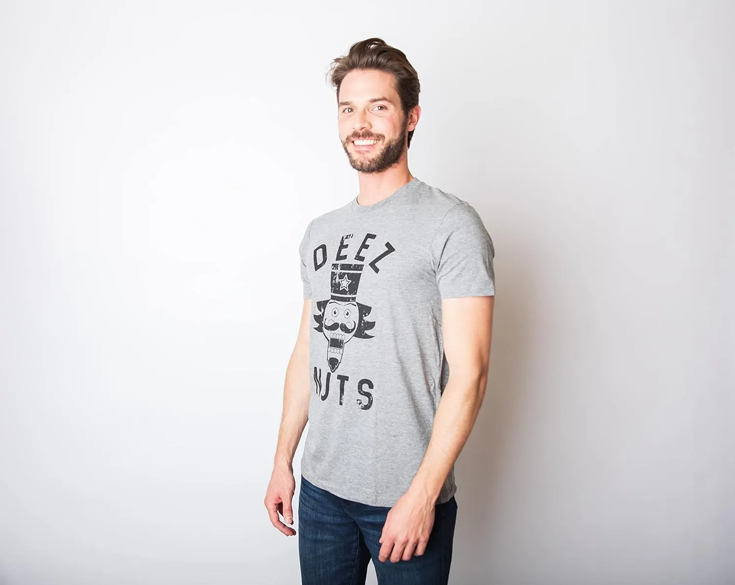 Crazy Dog Mens Deez Nuts Funny Christmas T Shirt Nutcracker Humor Christmas Pun Shirt