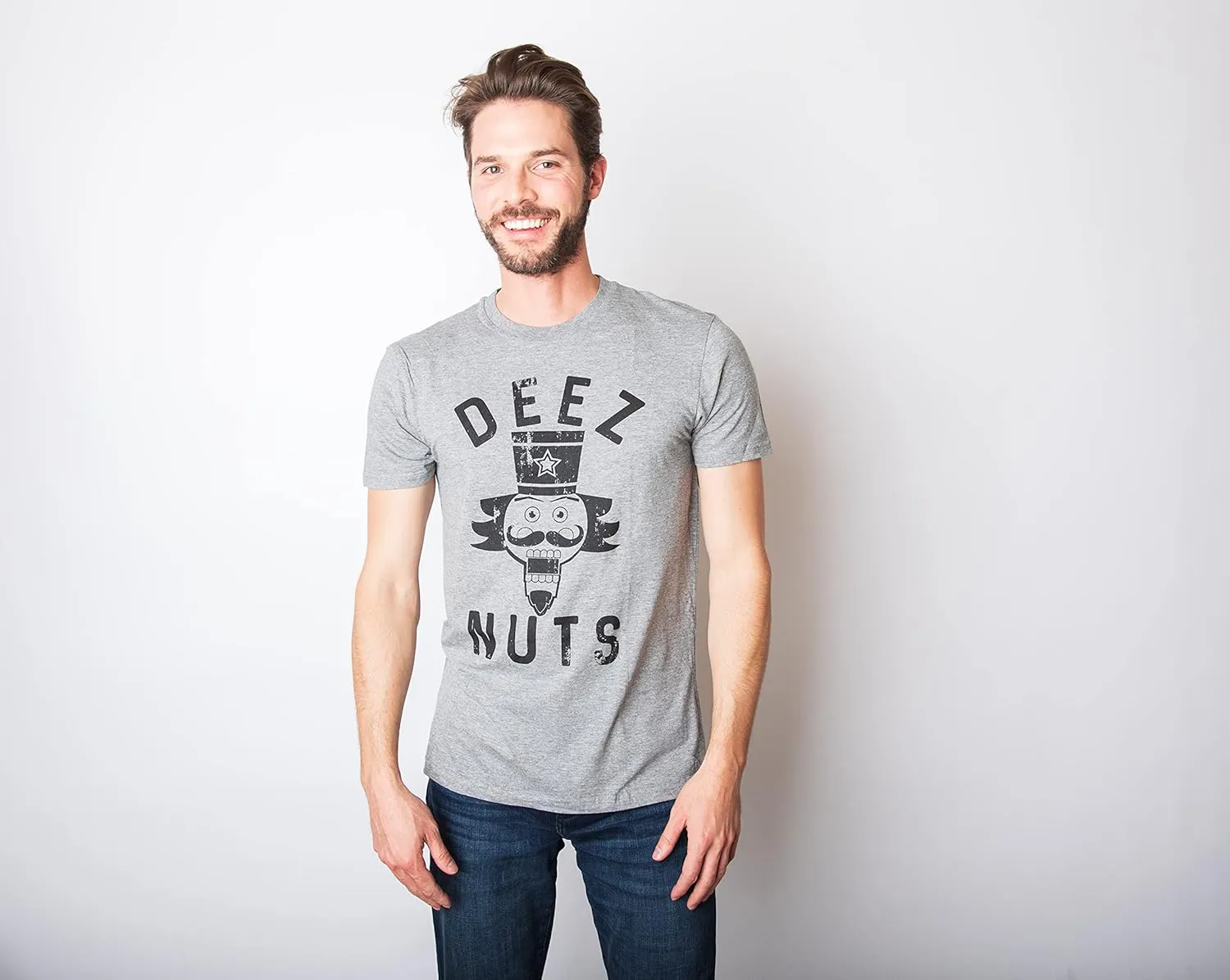Crazy Dog Mens Deez Nuts Funny Christmas T Shirt Nutcracker Humor Christmas Pun Shirt