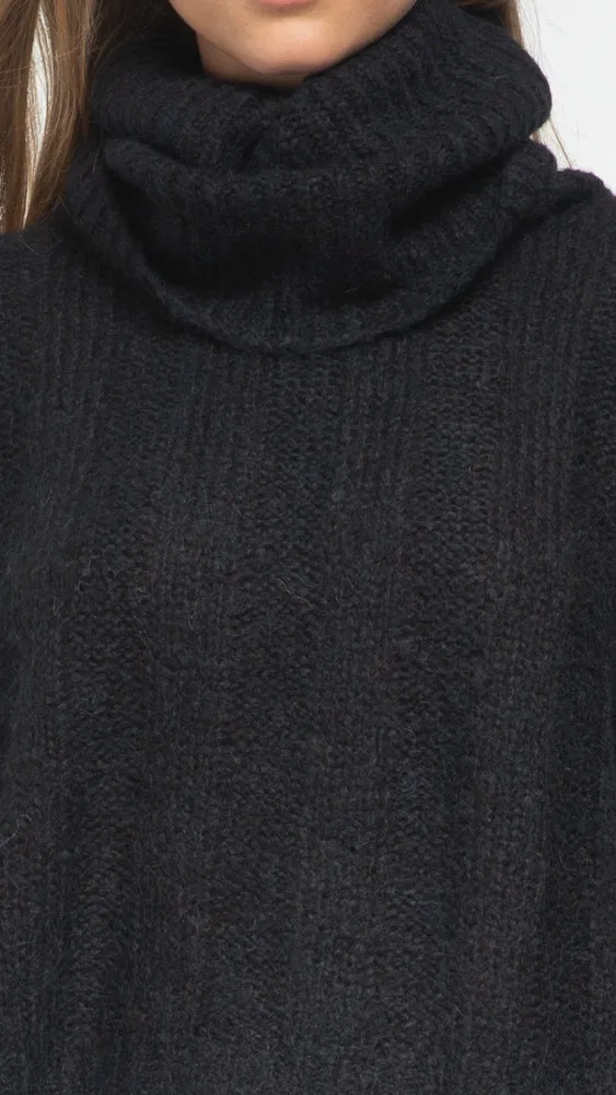 Cropped Turtleneck - Black