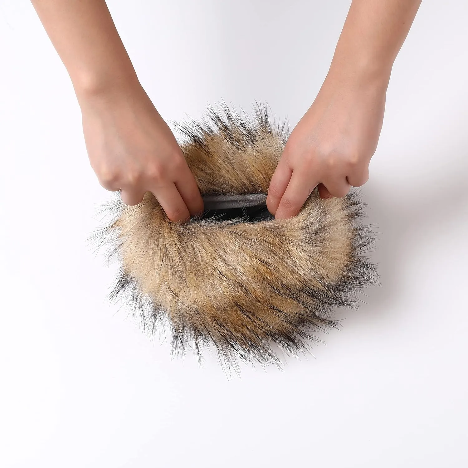 Dikoaina Faux Fur Wrist Cuffs- Winter Furry Bands Fox Fur Wrist Warmer,Arm Warmer, Leg Warmer, One Pair
