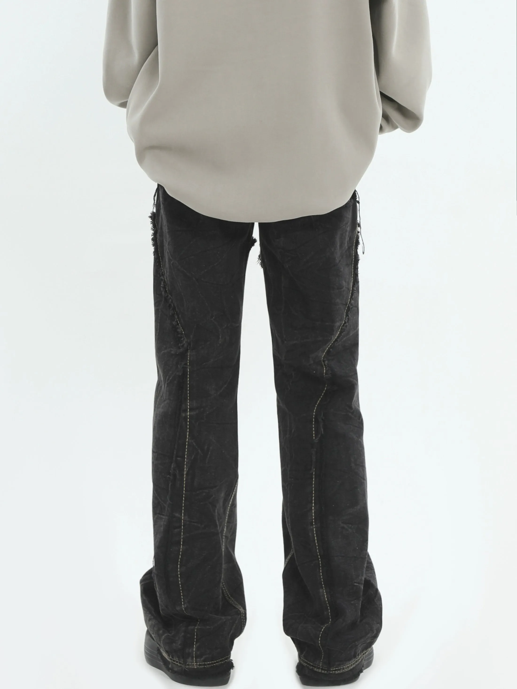Distressed Crinkle Texture Wide Leg Pants