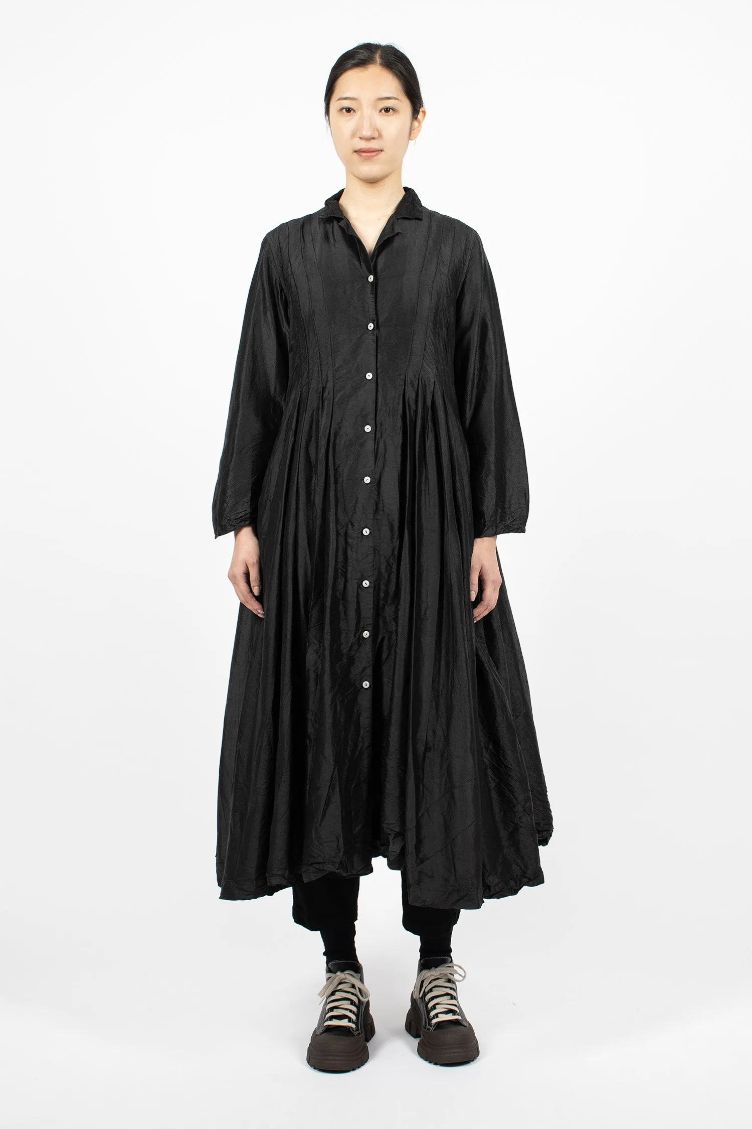 Elegant Elena Black Silk Dress