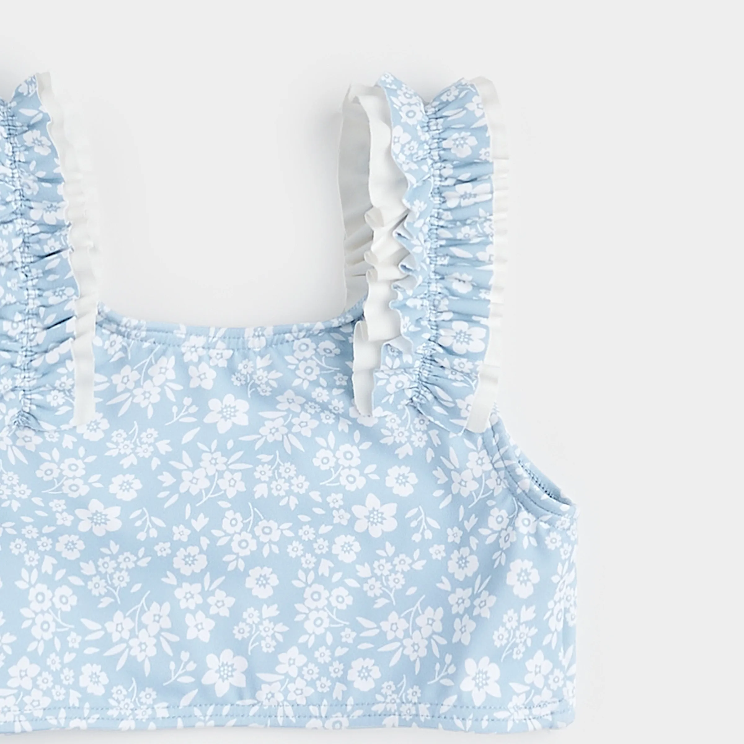 Floral Print On Sky Blue Bikini