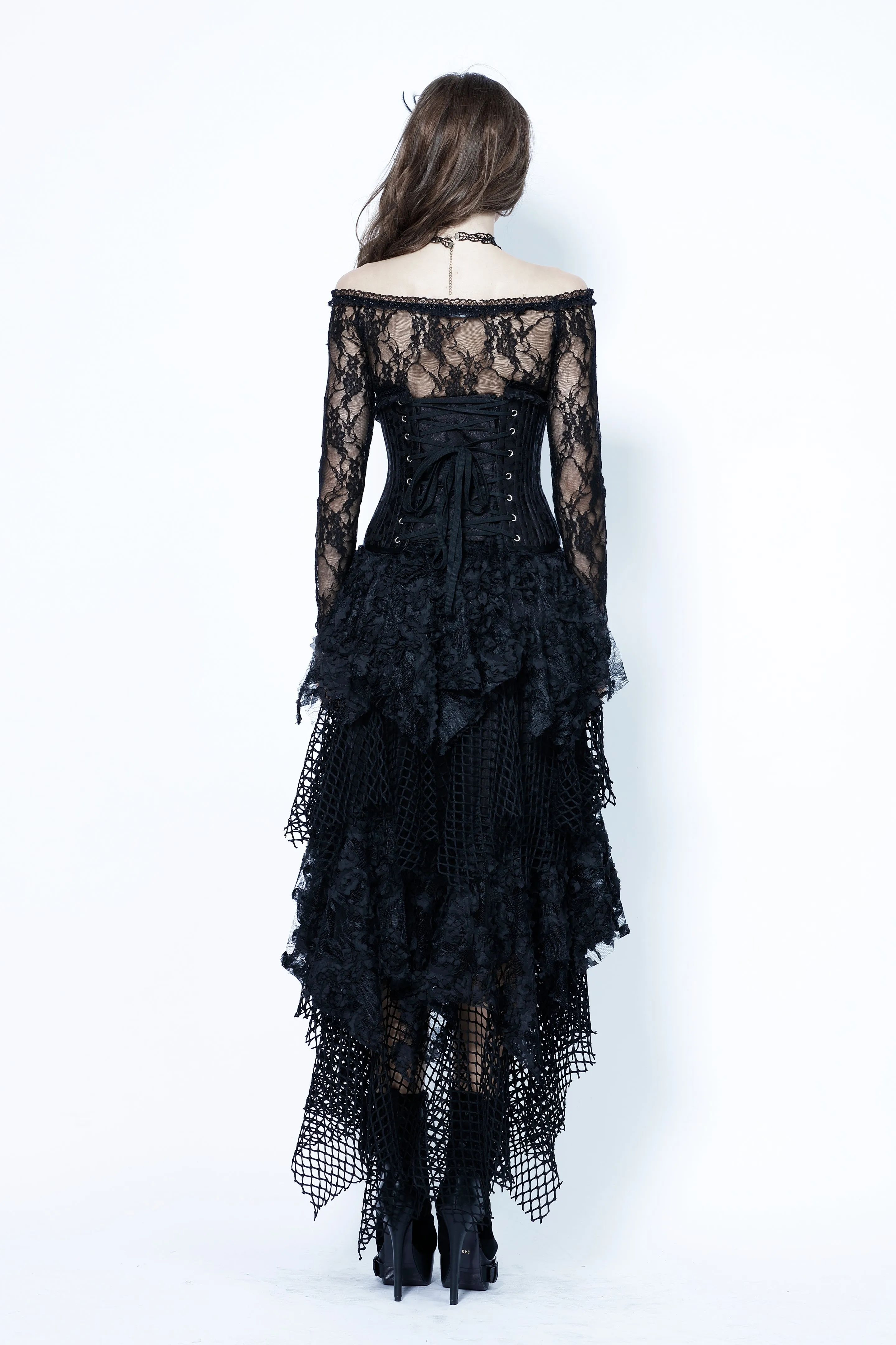 Halloween costumes Punk messy mesh and lace skirt KW106
