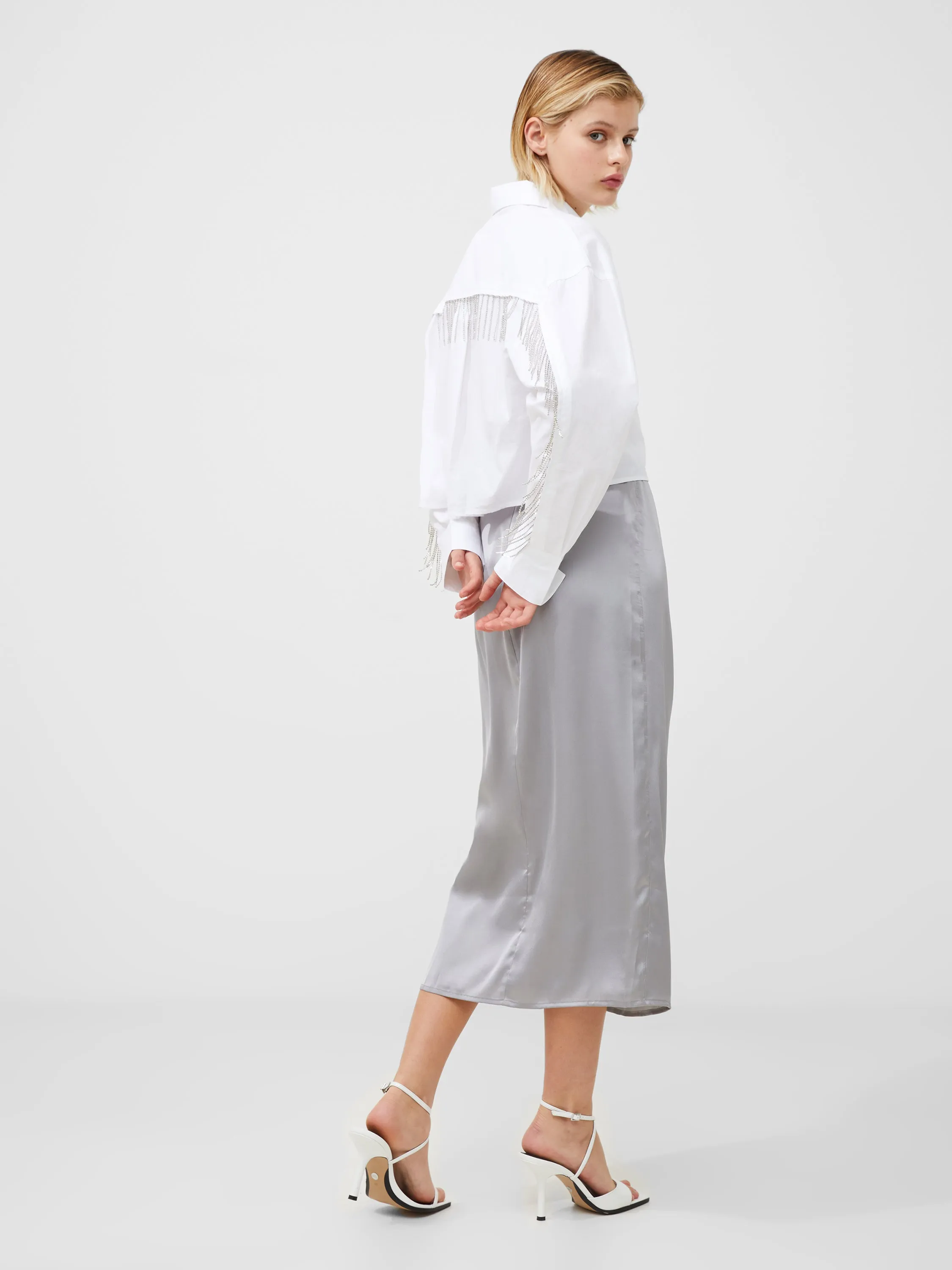 Inu Satin Midi Wrap Skirt