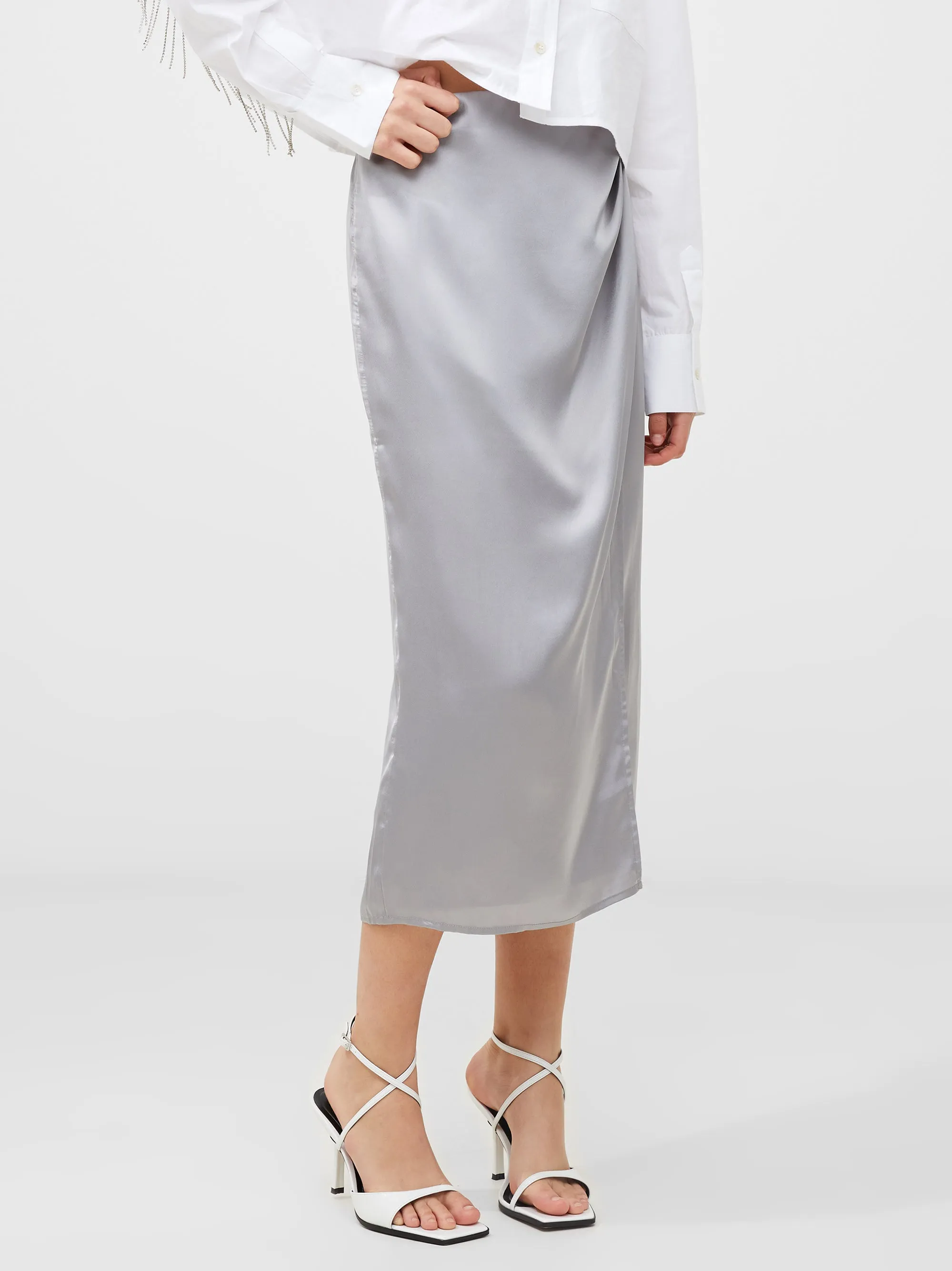 Inu Satin Midi Wrap Skirt