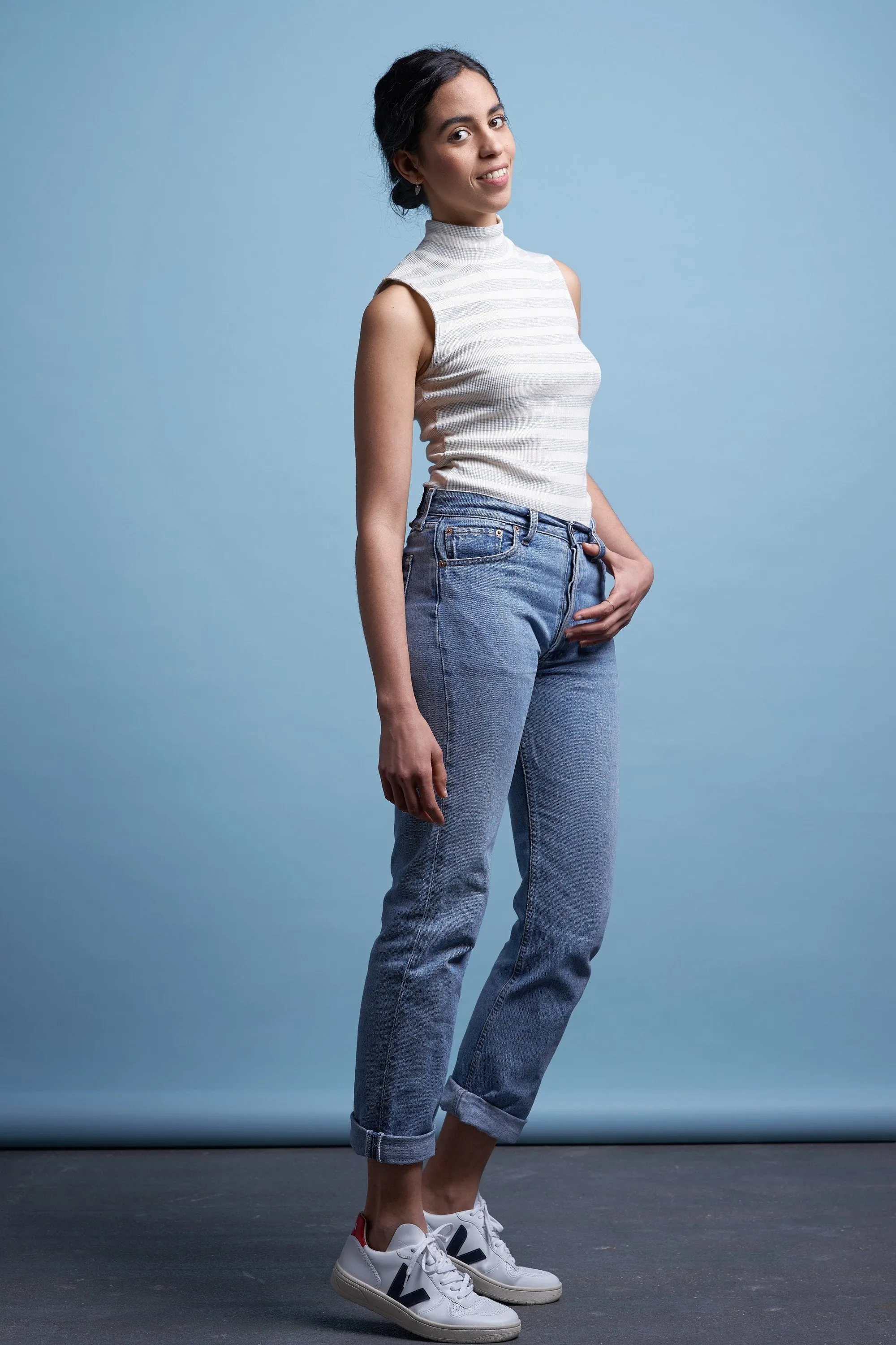 jacobina top sleeveless stripe rib <br> by Kings Of Indigo