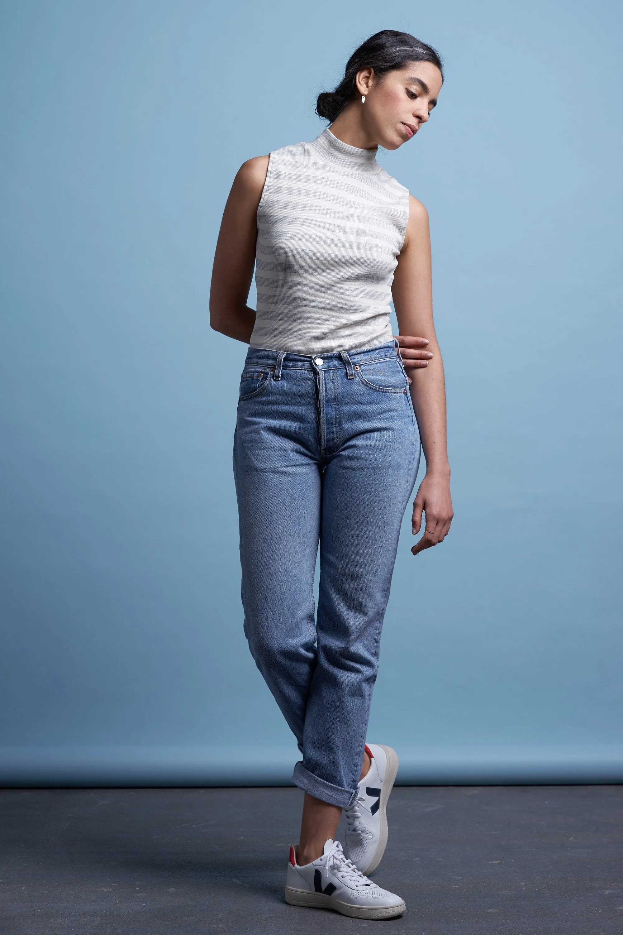 jacobina top sleeveless stripe rib <br> by Kings Of Indigo