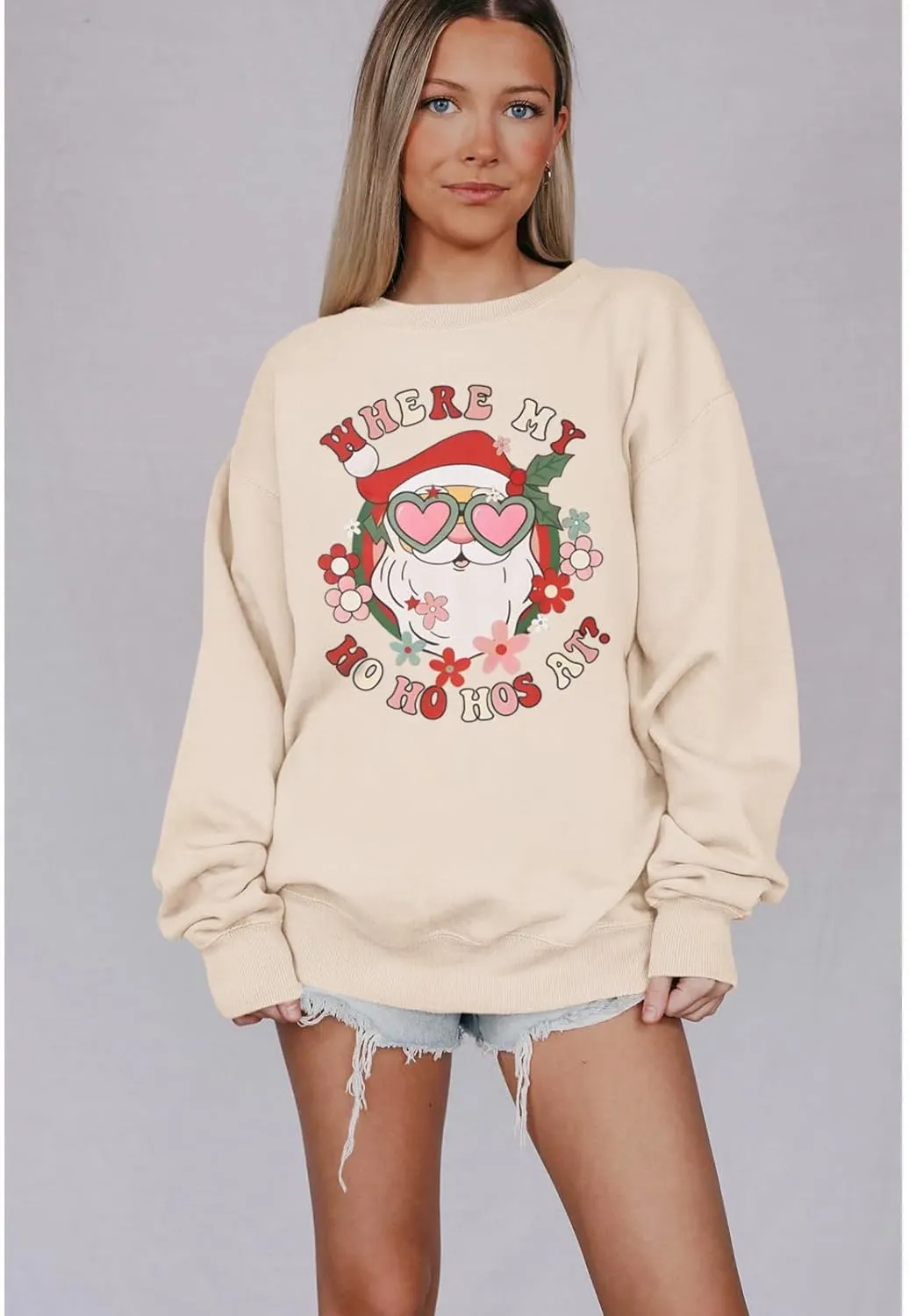 KEKEMI Women Christmas Sweatshirt Crewneck Gingerbread Shirt Long Sleeve Xmas Tree Coffee Pullover Oversized Holiday Tops