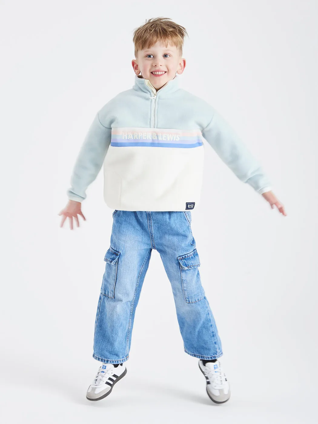 Kids One Eighty 1/4 Zip Fleece Pale Sage & Cream