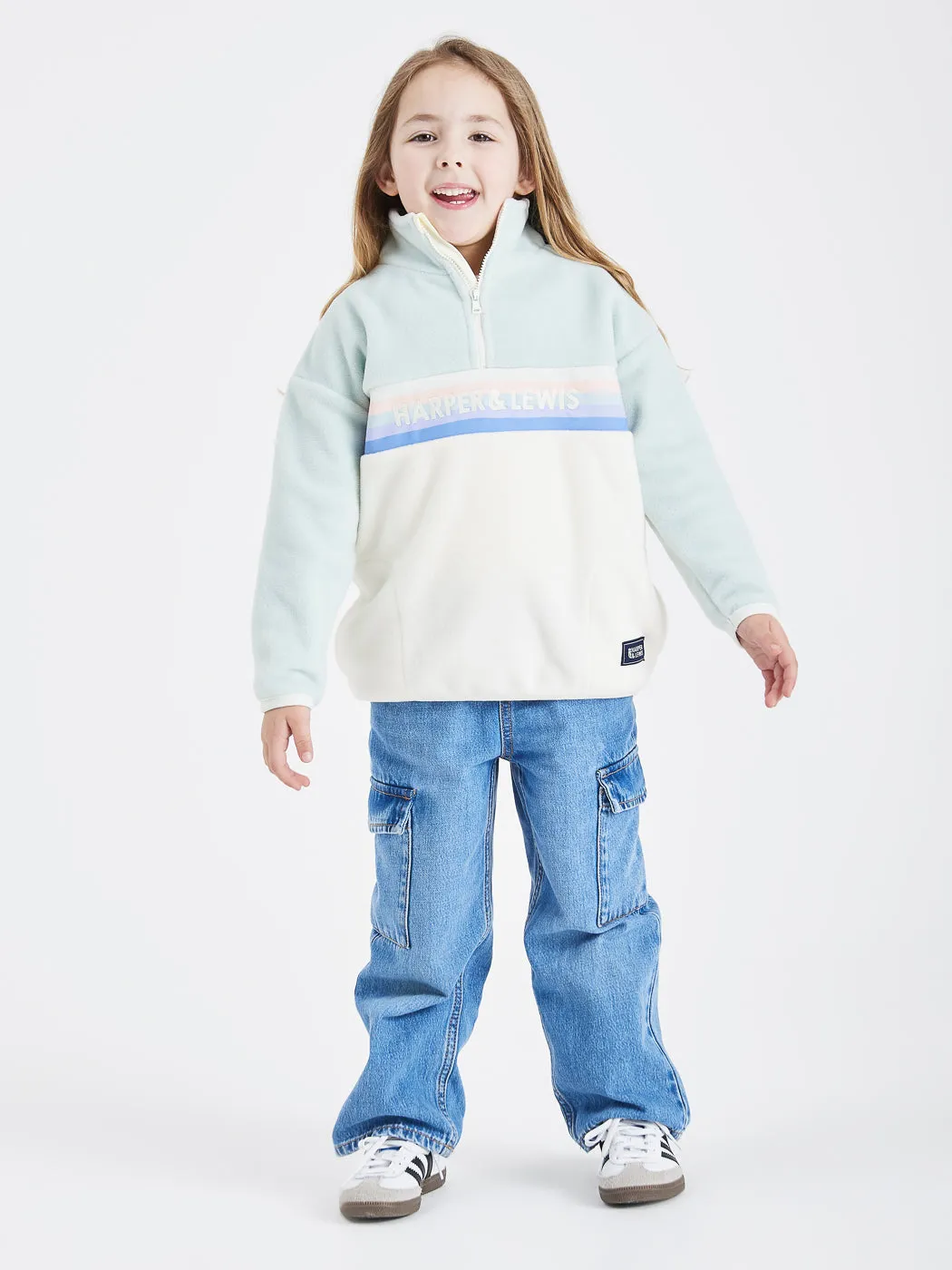 Kids One Eighty 1/4 Zip Fleece Pale Sage & Cream