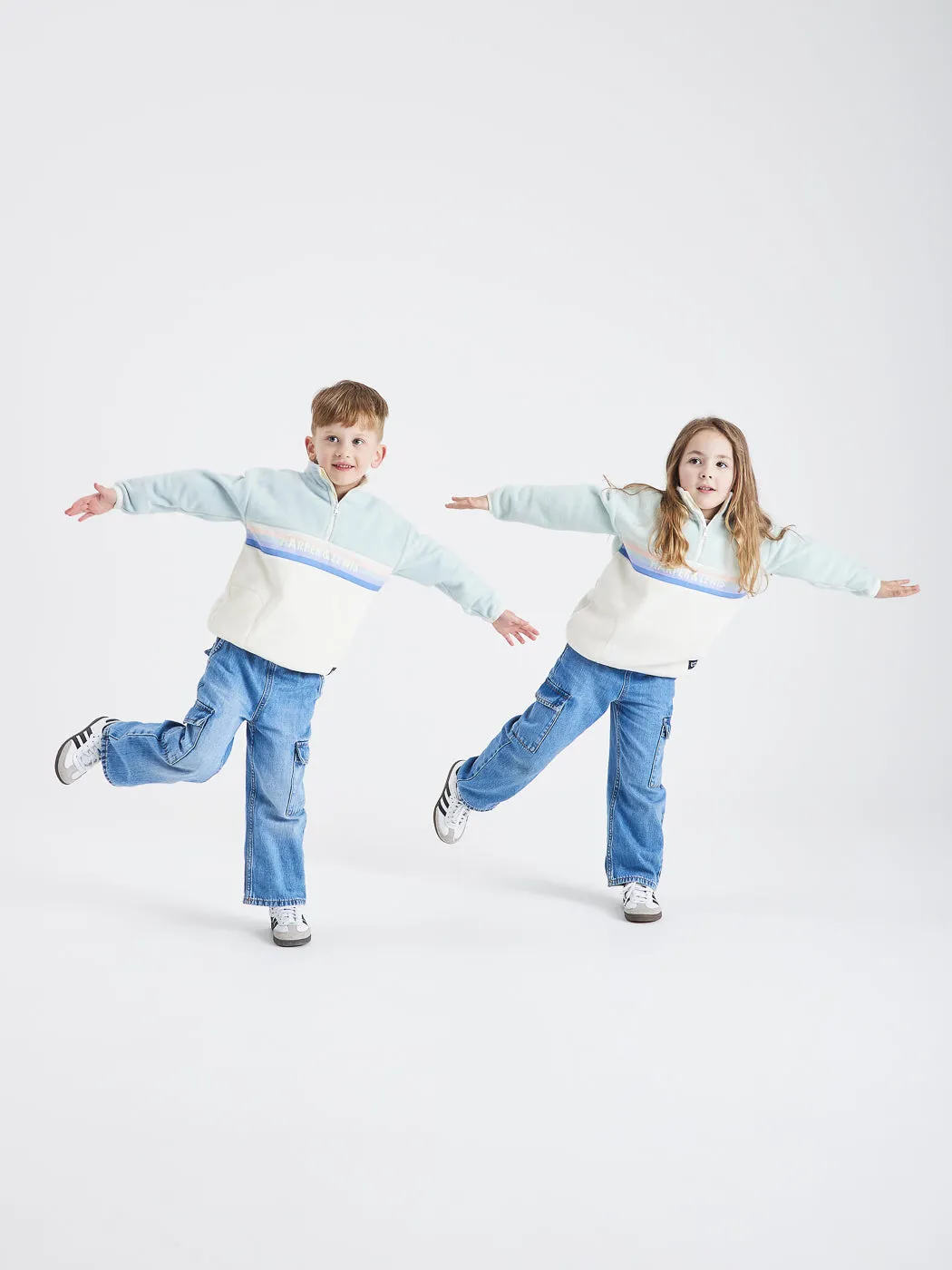 Kids One Eighty 1/4 Zip Fleece Pale Sage & Cream