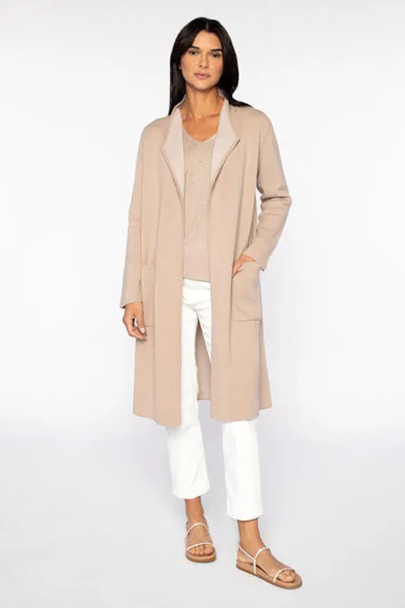 Kinross Cashmere Womens Reversible Drape Front Cardigan - Luxurious Soft Knit for Versatile Style