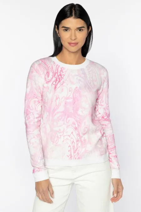 Kinross Cashmere Reversible Paisley Crew