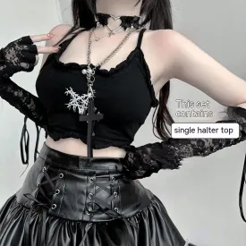 Lacquer Leather Short Skirt Set