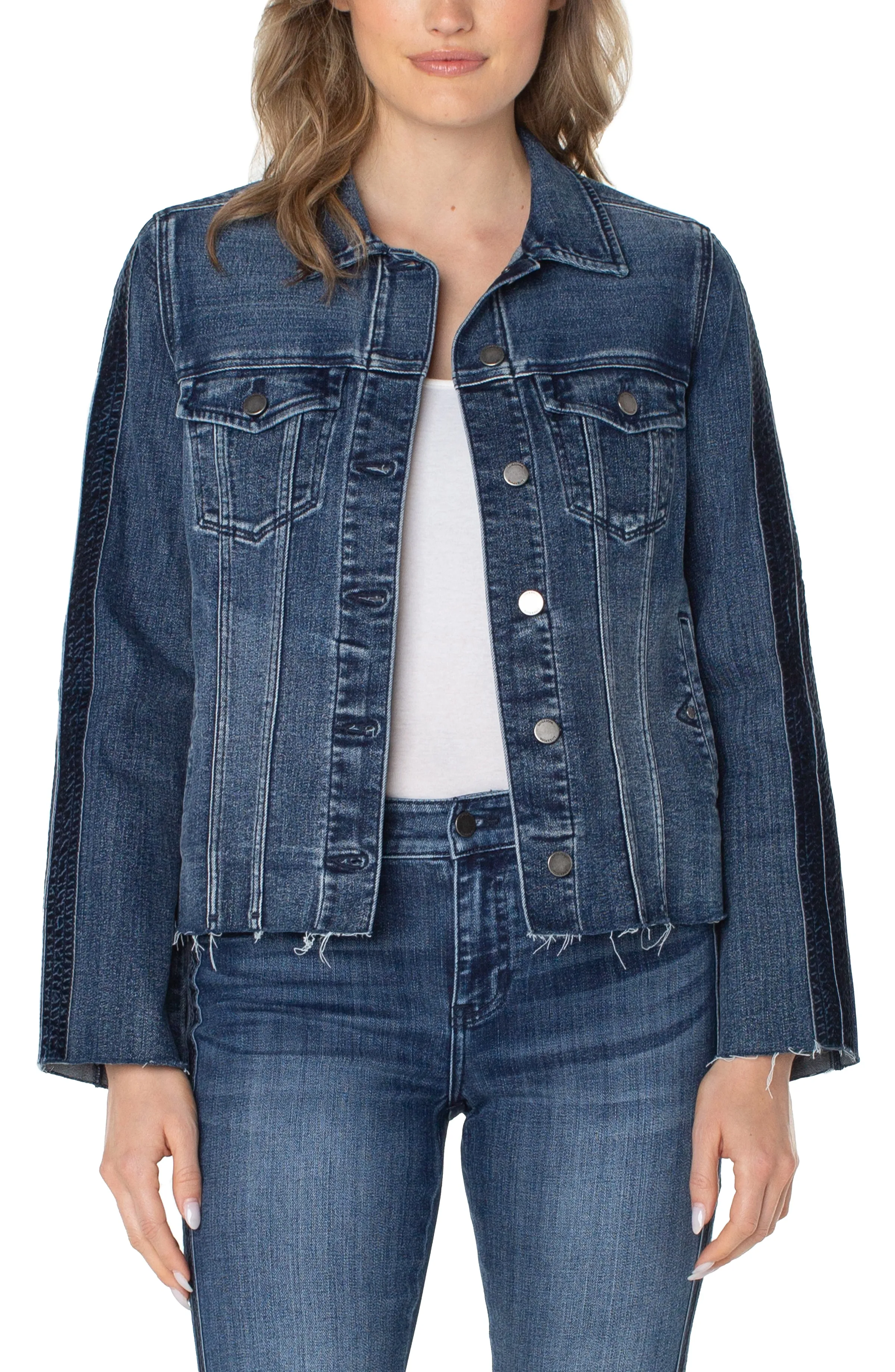 Frayed Liverpool Jean Jacket with Velvet Taping (Gilmore)