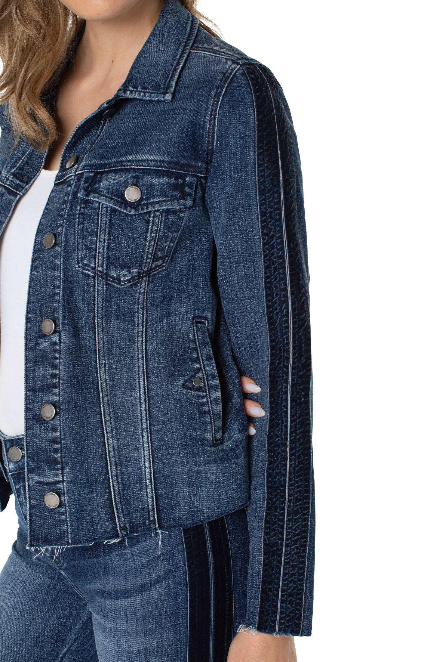 Frayed Liverpool Jean Jacket with Velvet Taping (Gilmore)