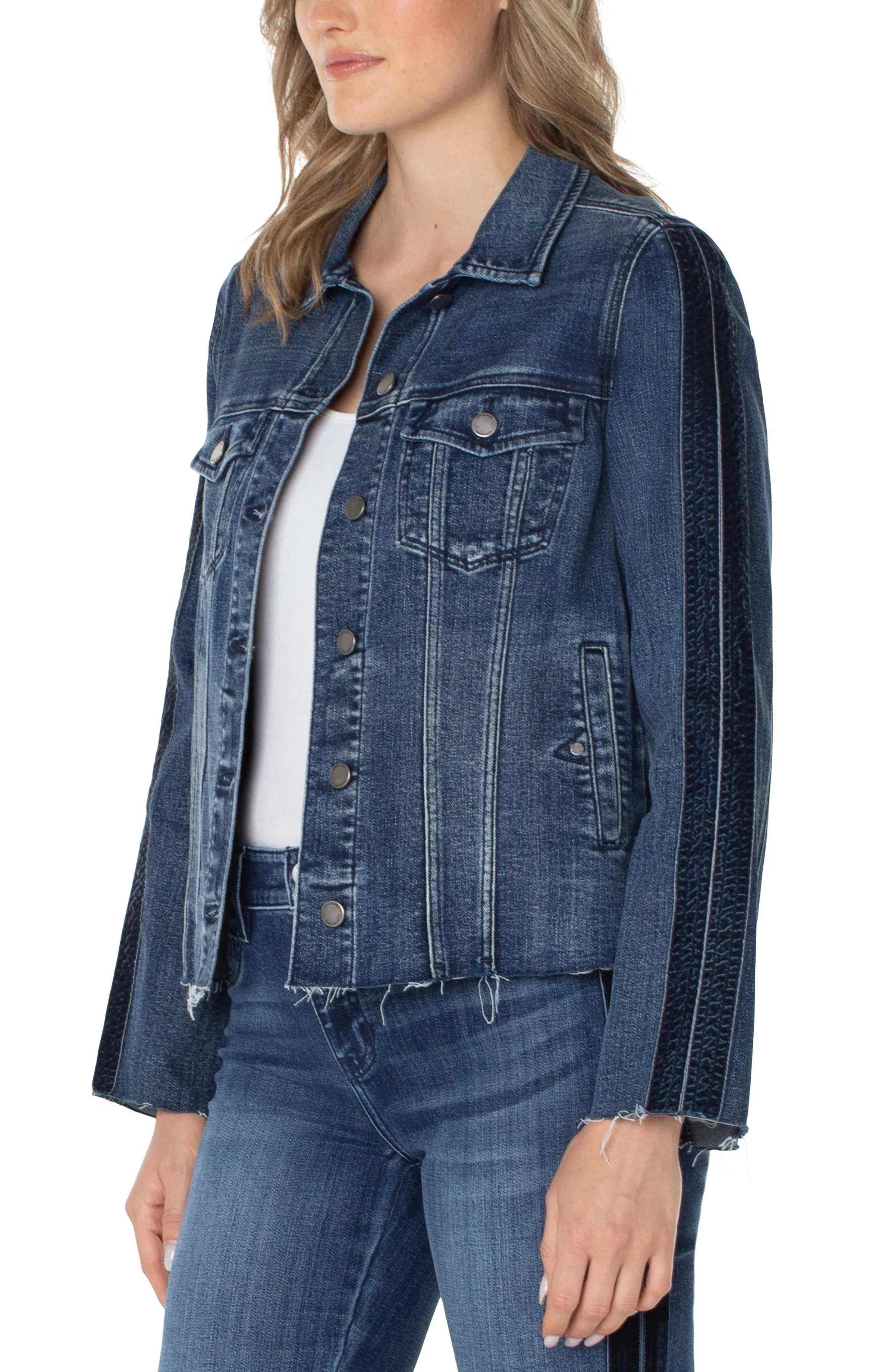 Frayed Liverpool Jean Jacket with Velvet Taping (Gilmore)