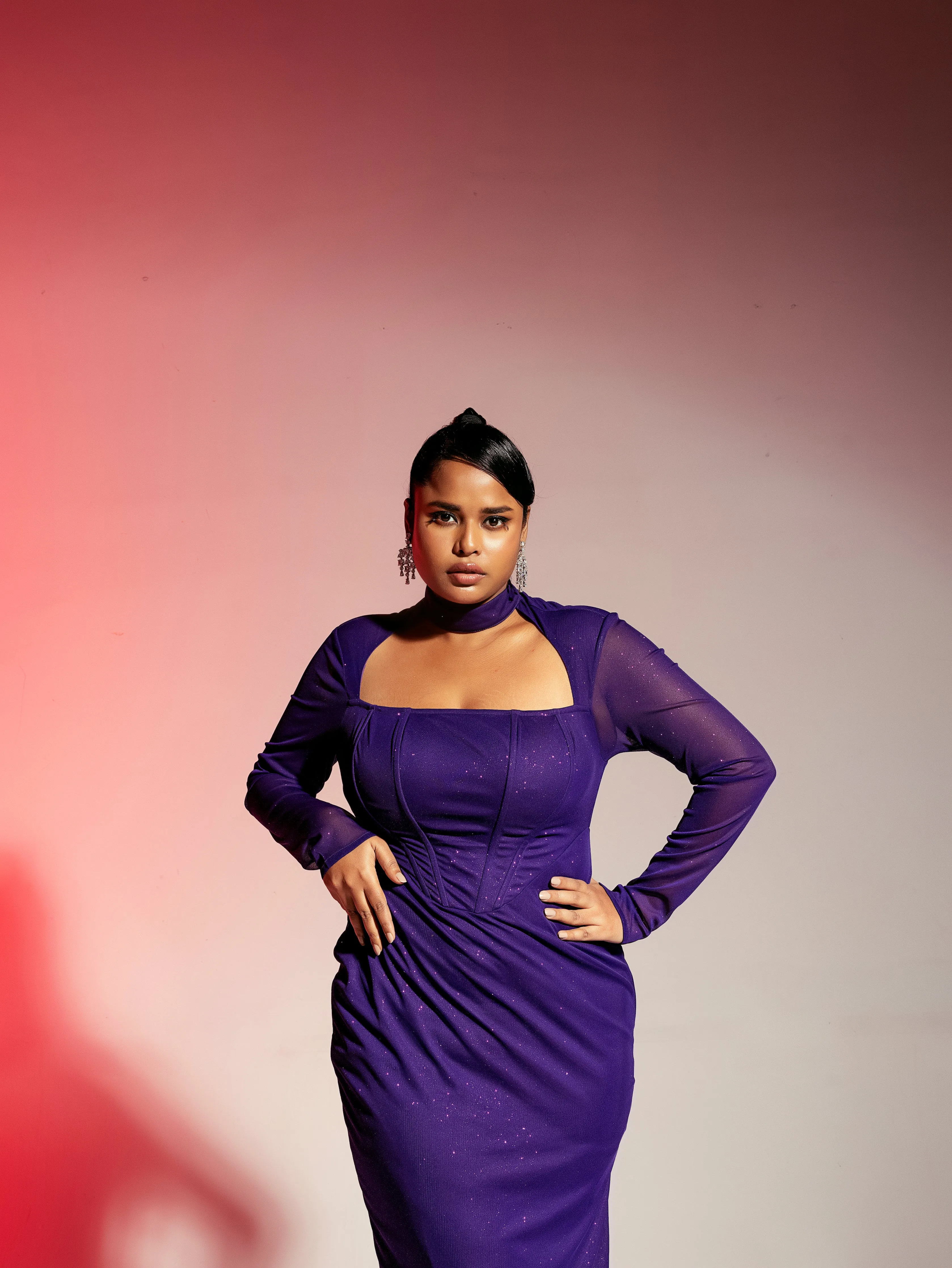 Lizette Midi Corset Dress with Glitter Cutouts