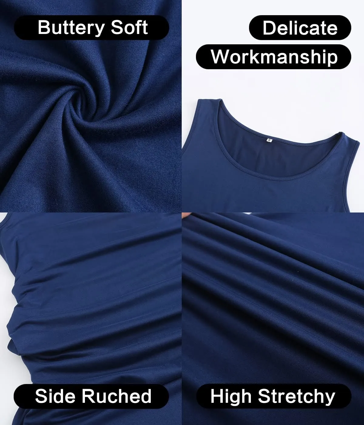 Maternity Dresses for Daily, Baby Shower Photography, Short Sleeve Sleeveless Tank Dresses, Side Ruching