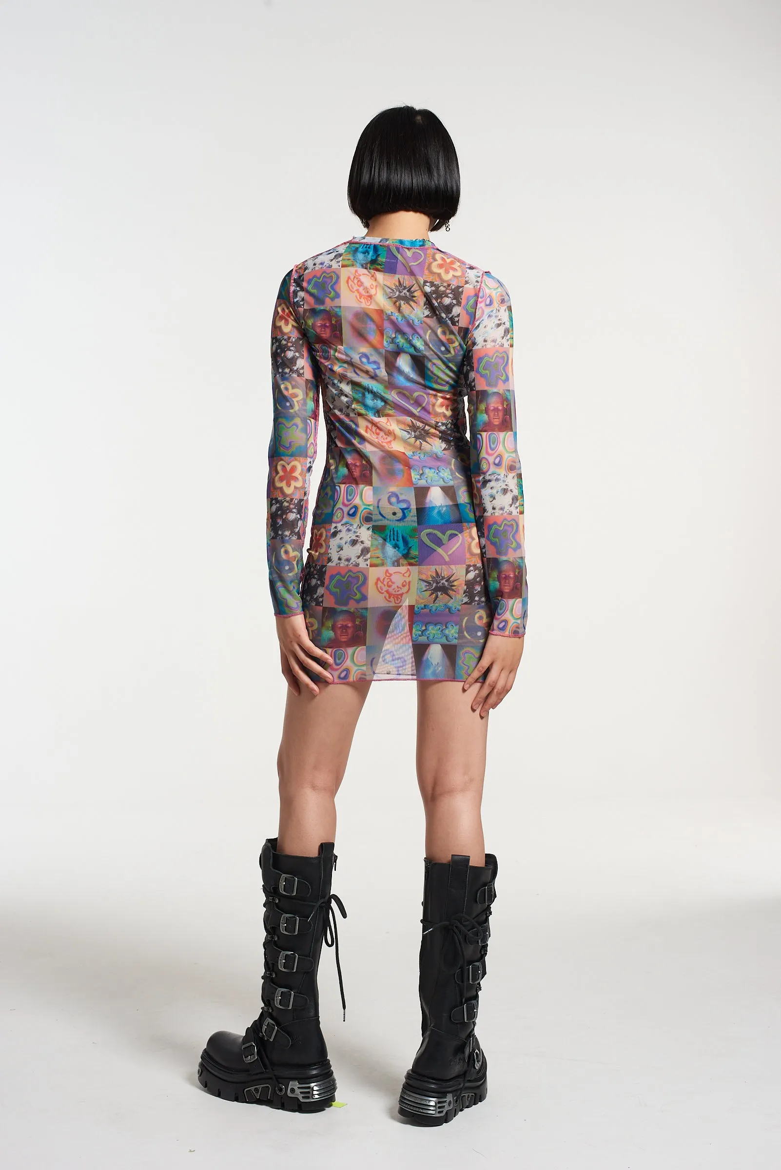 Memories Mesh Long Sleeve Dress