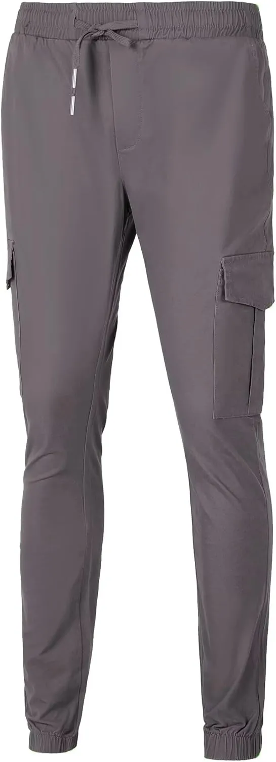 Mens Cargo Pants Hiking Pants Men Elastic Waist Outdoor Casual Water Resistant Joggers Pants with Pockets