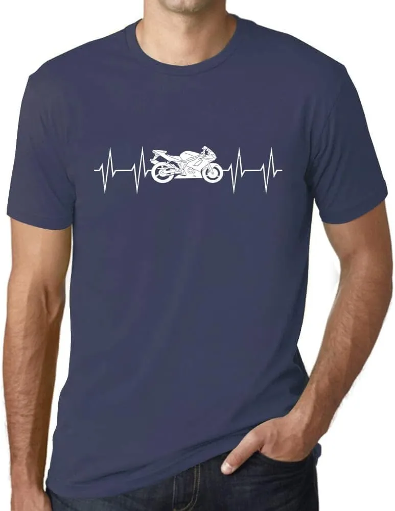 Men's Graphic T-Shirt Motorcycle Heartbeat Eco-Friendly Limited Edition Short Sleeve Tee-Shirt Vintage Birthday