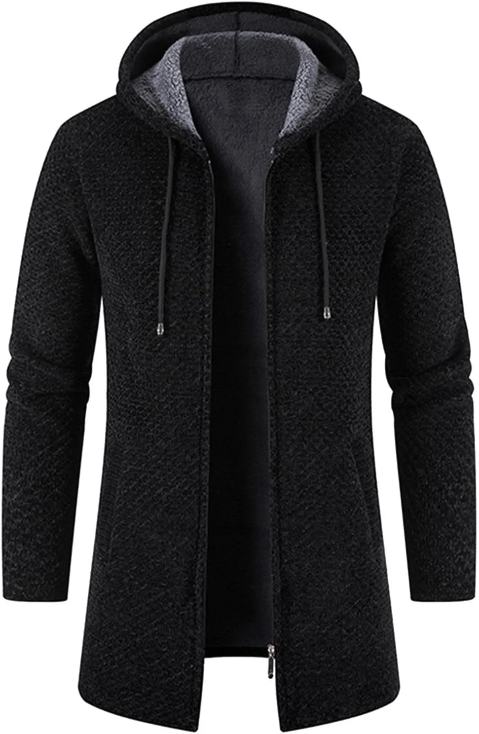 Mens Long Hooded Cardigan 2023 Winter Warm Sweater Coat Lightweight Knit Jacker Full Zip Up Drape Cape Overcoat with Pockets