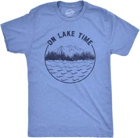 Mens On Lake Time T Shirt Cool Outdoor Camping Tee for Guys